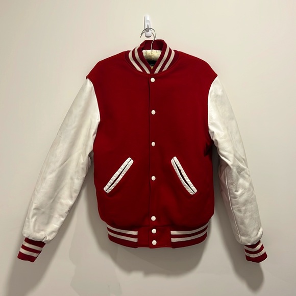 Vintage, VARSITY LETTERMAN JACKET, wool/leather.  Made in the USA - Picture 1 of 13